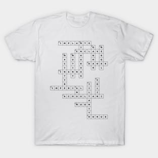 (1991MM) Crossword pattern with words from a famous 1991 science fiction book. T-Shirt